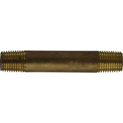 40022 - 1/4 in x 1/4 in MPT Red Brass Seamless Pipe Nipple, 2 in Long