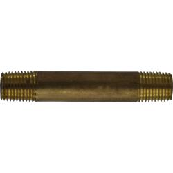 40033 - 1/4 in MPT x 1/4 in MPT Seamless Lead-Free Red Brass Pipe Nipple, 9 in Length