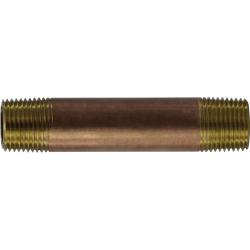 40046 - Brass Seamless Pipe Nipple 3/8 in MPT x 3/8 in MPT, 4 in, 890 psi Rated