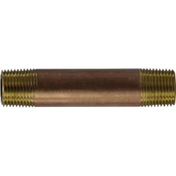 40054 - 3/8 in x 3/8 in Lead-Free Red Brass Seamless Pipe Nipple, 10 in Length