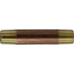 40065 - 1/2 in MPT x 1/2 in MPT Lead-Free Red Brass Seamless Pipe Nipple, 3-1/2 in Length