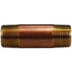 40093 - 3/4 in MPT x 3/4 in MPT Seamless Lead-Free Red Brass Pipe Nipple, 9 in Length
