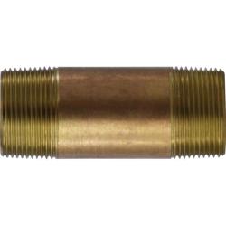 40129 - 1-1/4 in MPT Seamless Pipe Nipple, 6 in Lead-Free Red Brass