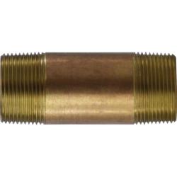 40130 - 7 in Seamless Lead-Free Red Brass Pipe Nipple, 1-1/4 in MPT x 1-1/4 in MPT