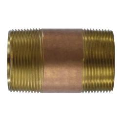 40140 - Brass Seamless Nipple 1-1/2 in MPT x 1-1/2 in MPT, Length 1-3/4 in, SCH 40