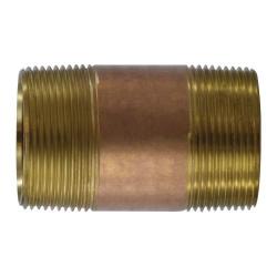 40144 - 3-1/2 in Lead-Free Red Brass Seamless Pipe Nipple, 1-1/2 in MPT Connections