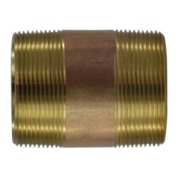 40162 - 2 in MPT x 2 in MPT Lead-Free Red Brass Pipe Nipple, 3 in Length