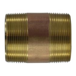 40169 - 2 in MPT x 2 in MPT Seamless Red Brass Pipe Nipple, 7 in Length