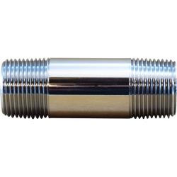 41044 - Brass Pipe Nipple, 3 in Length, 3/8 in MPT x 3/8 in MPT, Chrome-Plated