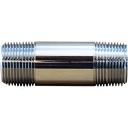 41086 - 3/4 in MPT x 3/4 in MPT Brass Pipe Nipple, 4 in Long, Chrome Plated