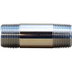 41115 - 12 in Brass Pipe Nipple, 1 in MPT x 1 in MPT, Chrome Plated