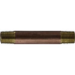 42024 - 1/4 in MPT x 1/4 in MPT Red Brass Nipple Fitting, 3 in Long