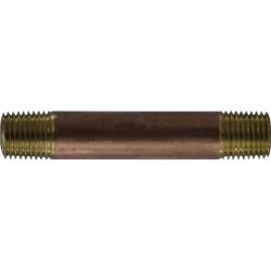 42027 - 1/4 in x 1/4 in Red Brass Nipple Fitting, 4.5 in Length, SCH 80/XH