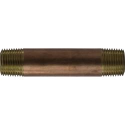 42040 - Red Brass Nipple - 3/8 in MPT x 3/8 in MPT, ANSI B1.20.1 Standard