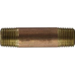 42070 - 1/2 in MPT x 1/2 in MPT Red Brass Nipple, 6 in Length