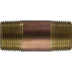 42108 - 1 in MPT x 1 in MPT Red Brass Nipple, Length 5-1/2 in, SCH 80/XH