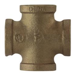 44392 - Bronze Pipe Cross with Four 3/8 in FPT Connections, Pressure Class 125 lb