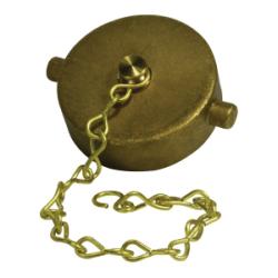 444060 - 1-1/2in Brass Fire Hose Cap with Chain for Female NST Fittings