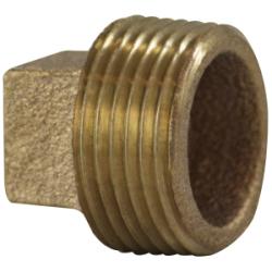 44655 - 1 in MPT Bronze Square Head Plug, Length 1.19 in, Pressure Class 125 lb