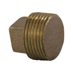 44675 - Bronze Solid Square Head Plug 1 in MPT, 1.19 in Length, 125 lb Pressure Rating