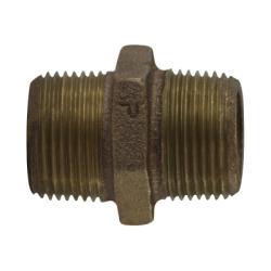 44728 - 2 in MPT x 2 in MPT Bronze Hex Nipple, 2.5 in Length