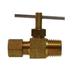 46002 - 1/4 x 1/8-in Brass Needle Valve with Compression to MIP Connection