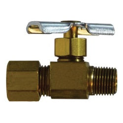 46002X - 1/4 x 1/8 in Brass Heavy Pattern Needle Valve with Steel Handle, 1.29 in Length