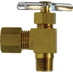 46013 - 5/16 x 1/8 in Brass Needle Valve with Compression to MPT Connection