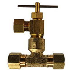 709178-0406 - 1/4 x 3/8 in Lead-Free Brass AMC Needle Valve with Tee and Compression Connection