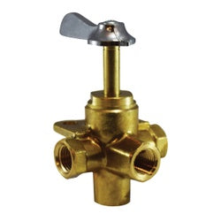46257 - Brass Bottom Outlet Ball Valve, 1/4 x 1/4 x 1/4 x 1/4 in, 30 psi, Handle Operated