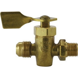 46430M - 3/8 x 3/8 in Brass Solid Bottom Fuel Valve, Flared x MPT, 30 psi Rating