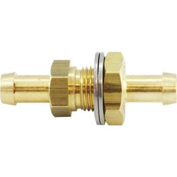 46540 - Brass Bulkhead Connector, 5/16 in Hose Barbed x 5/16 in Hose Barbed, 1200 psi, -65 to 250 °F