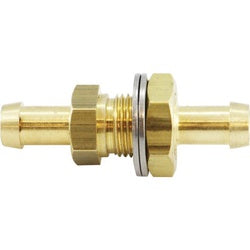 46541 - Brass Bulkhead Connector - 3/8-in Hose Barbed x 3/8-in Hose Barbed, Max 1200 psi
