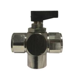 46680 - 1/8 in 3-Way Mini Ball Valve, Brass, FIP Connection, Chrome-Plated Finish