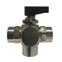 466902 - 3-Way 3/8 in Brass Mini Ball Valve with Chrome Finish