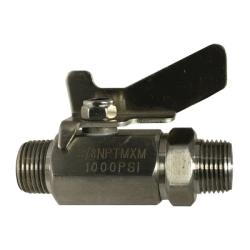 46912SS - 1/4-in MPT x MPT Miniature Ball Valve, 316 Stainless Steel, 1000 psi WOG