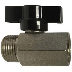 46932T - 3/8 in Chrome-Plated Brass Mini Ball Valve, MPT to FPT, 450 psi, PTFE Seal