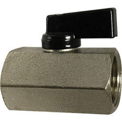 46936 - 3/8-in Female Threaded Mini Ball Valve, Chrome-Plated Brass, 450 psi, 1/4-Turn Handle