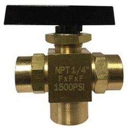 46956 - 1/4 x 1/4 x 1/4 in Brass Instrumentation Ball Valve, 1500 psi WOG