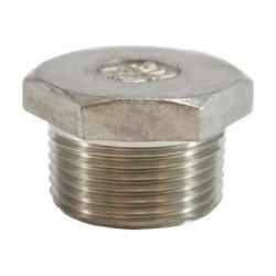 62630 - 1/8 in Male NPT Cored Hex Head Plug, 304 Stainless Steel, 150 lb Pressure Class