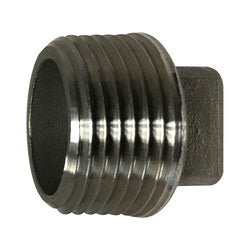 62656 - 1-1/4 in Male NPT Stainless Steel Cored Square Head Plug, 150 lb Rating