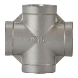 63401 - 4 in FPT Stainless Steel Cross Fitting for Air, Water, Oil, Gas, and Steam