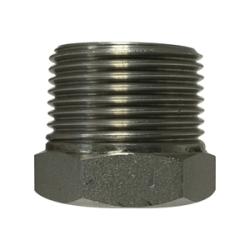 63509B1 - Stainless Steel Barstock Hex Bushing 3/4 in MPT x 1/2 in FPT, Pressure Rated 1000/3000 lb