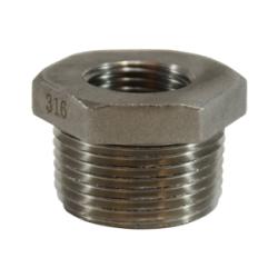 63528 - 2-in MPT x 3/4-in FPT Stainless Steel Hex Bushing, ASME B1.20.1, 150 lb, 300 psi