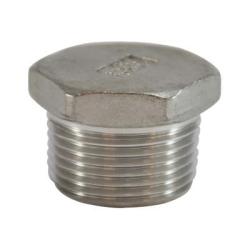 63640 - 2-1/2 in MPT 316 Stainless Steel Cored Hex Head Plug, Pressure Rating 150 lb