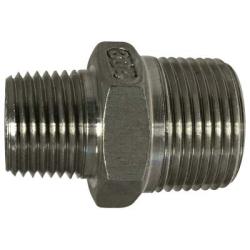 63749 - 3/4 in MPT x 1/2 in MPT Stainless Steel Reducing Hex Nipple Fitting