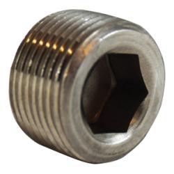 63763 - 1/2 in MPT 316 Stainless Steel Barstock Hex Socket Countersunk Plug