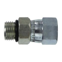 6402O46 - 1/4-in Male O-Ring Boss to 3/8-in Female JIC Steel Swivel Adapter, 1.4 in Long