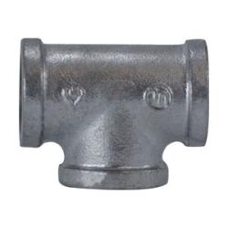 64256 - 1-1/4 in FPT Malleable Iron Pipe Tee, Galvanized, ANSI B16.3, 150 lb