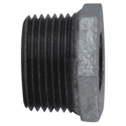 64526 - Malleable Iron Reducer Hex Bushing - 2 in MPT x 1/4 in FPT, Black Finish